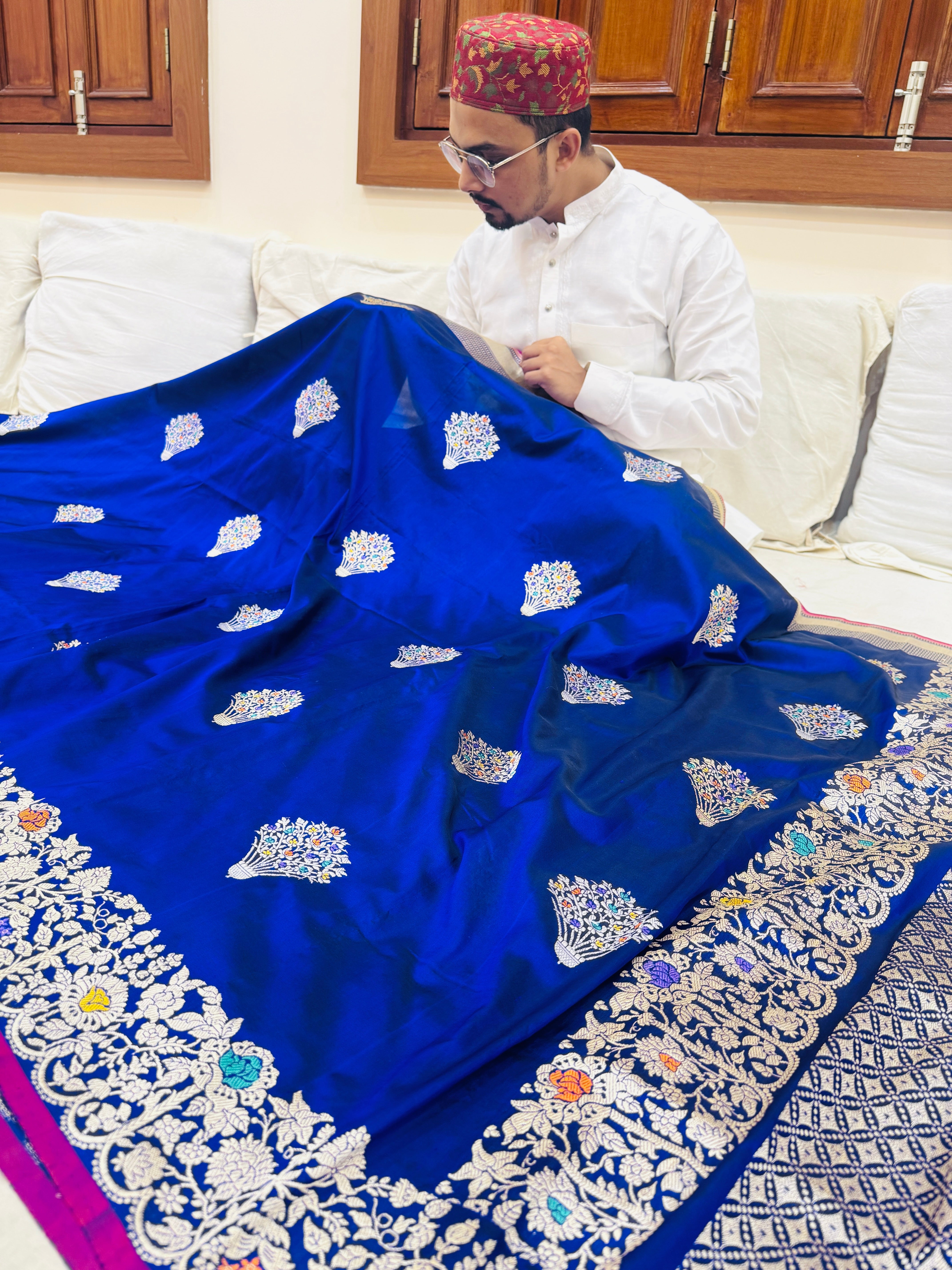 Pure Banarasi Katan Silk Mina Buta Saree