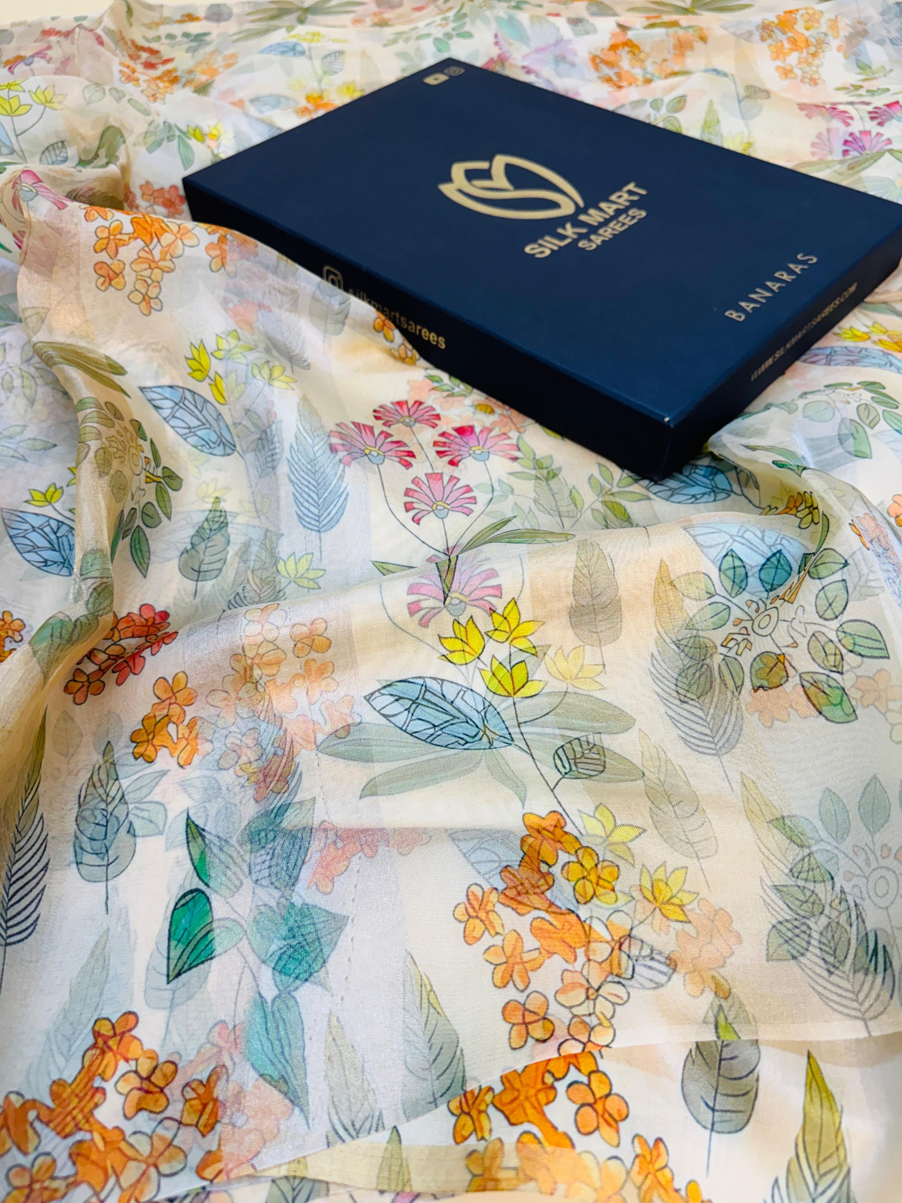 Kora Floral Digital Print Saree