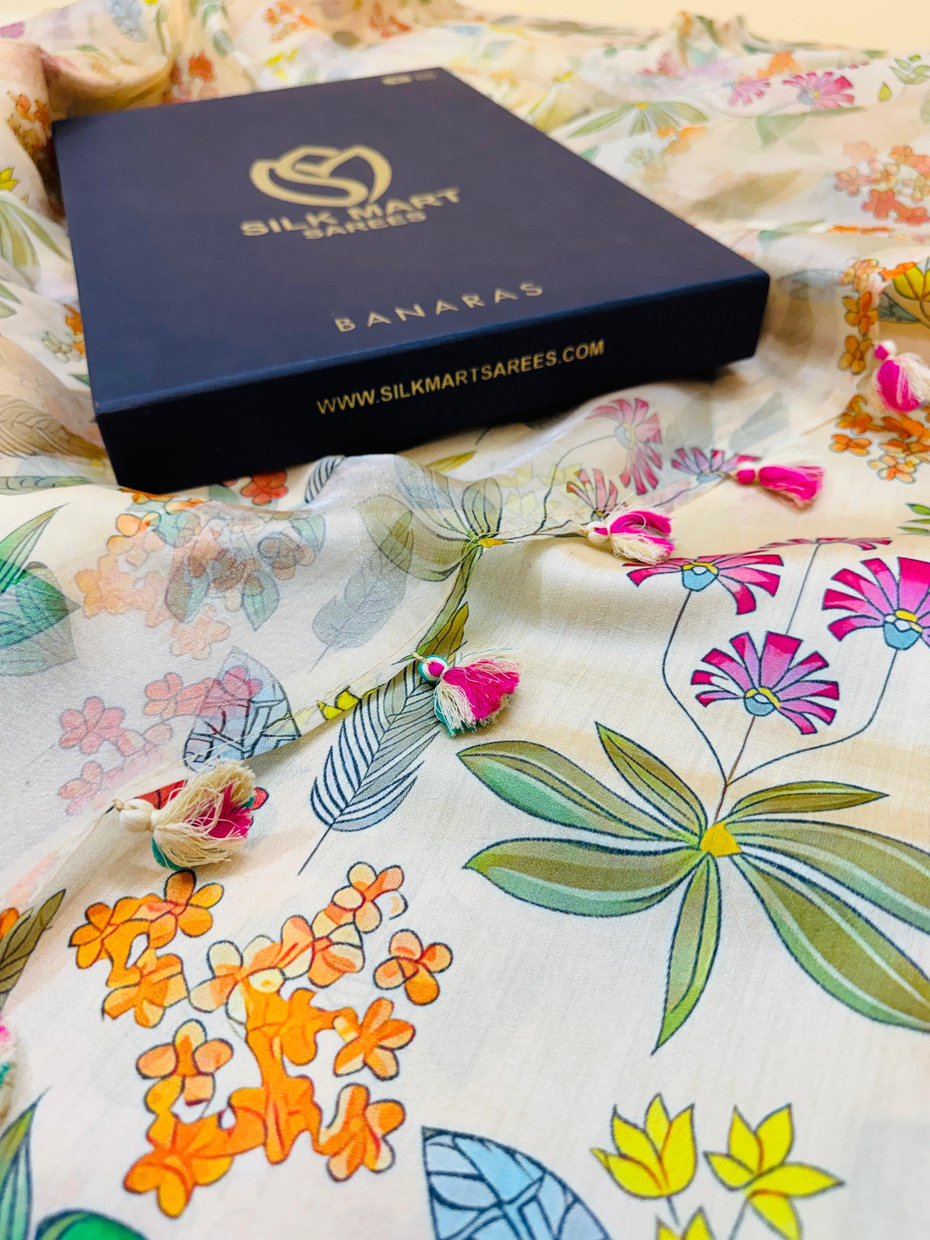 Kora Floral Digital Print Saree