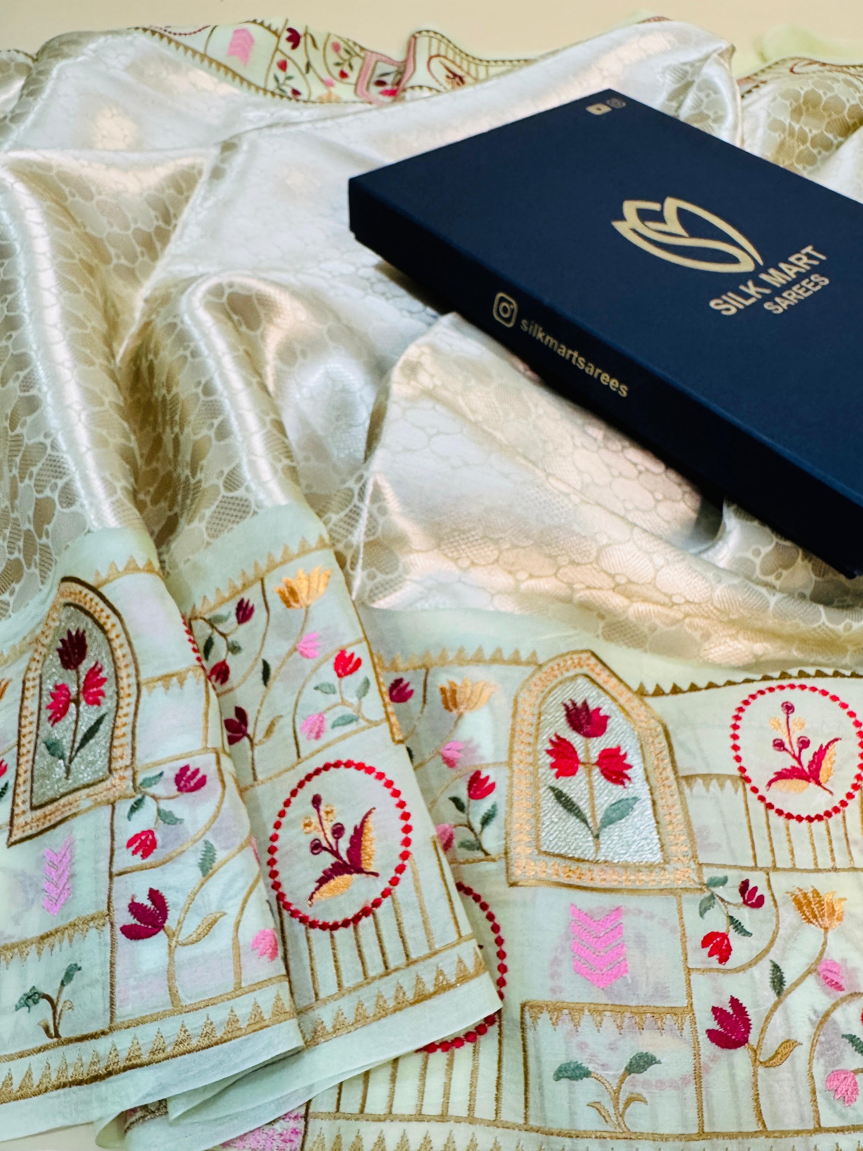 Tissue Brocade Embroidery Saree