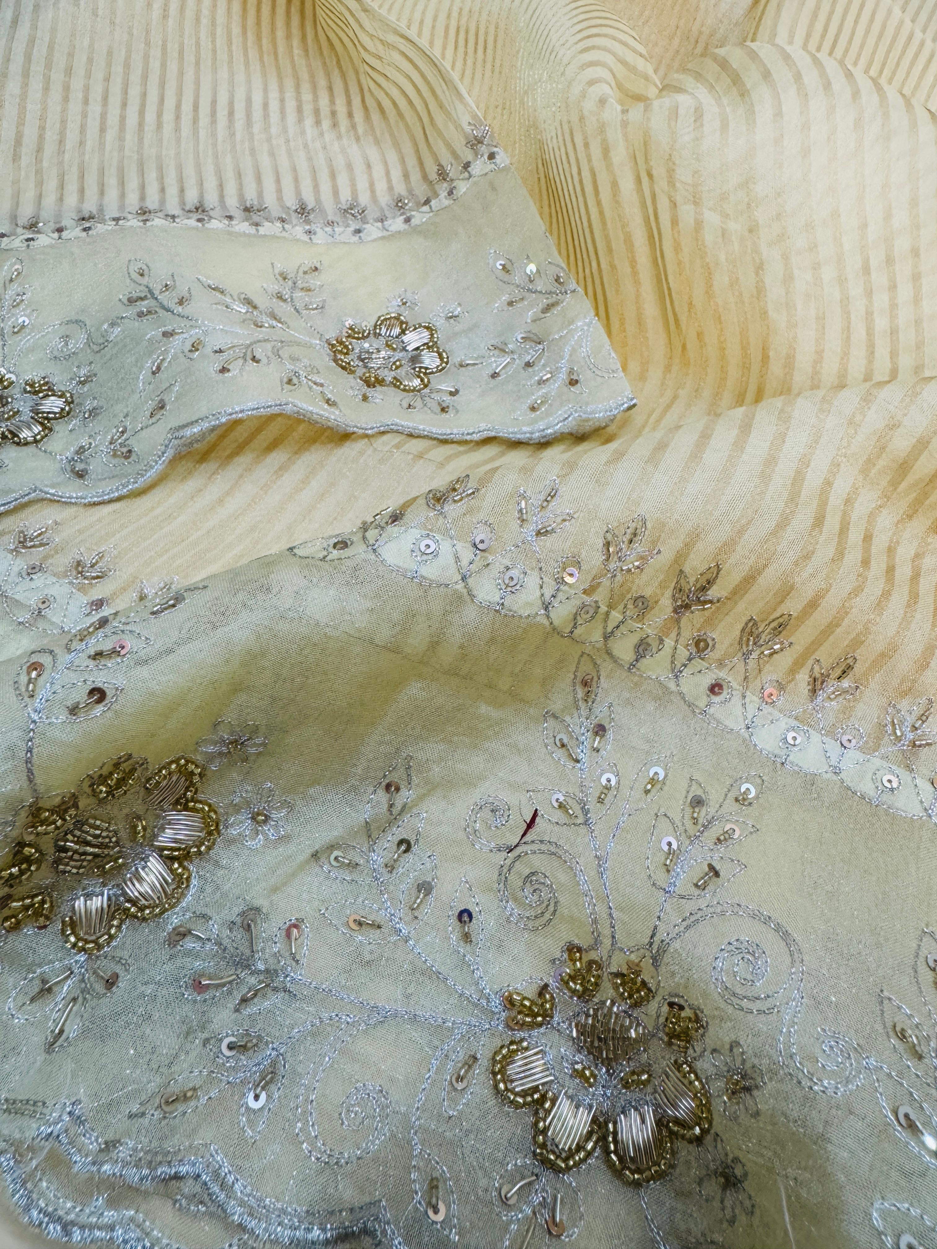 Tissue Hand Embroidery Saree