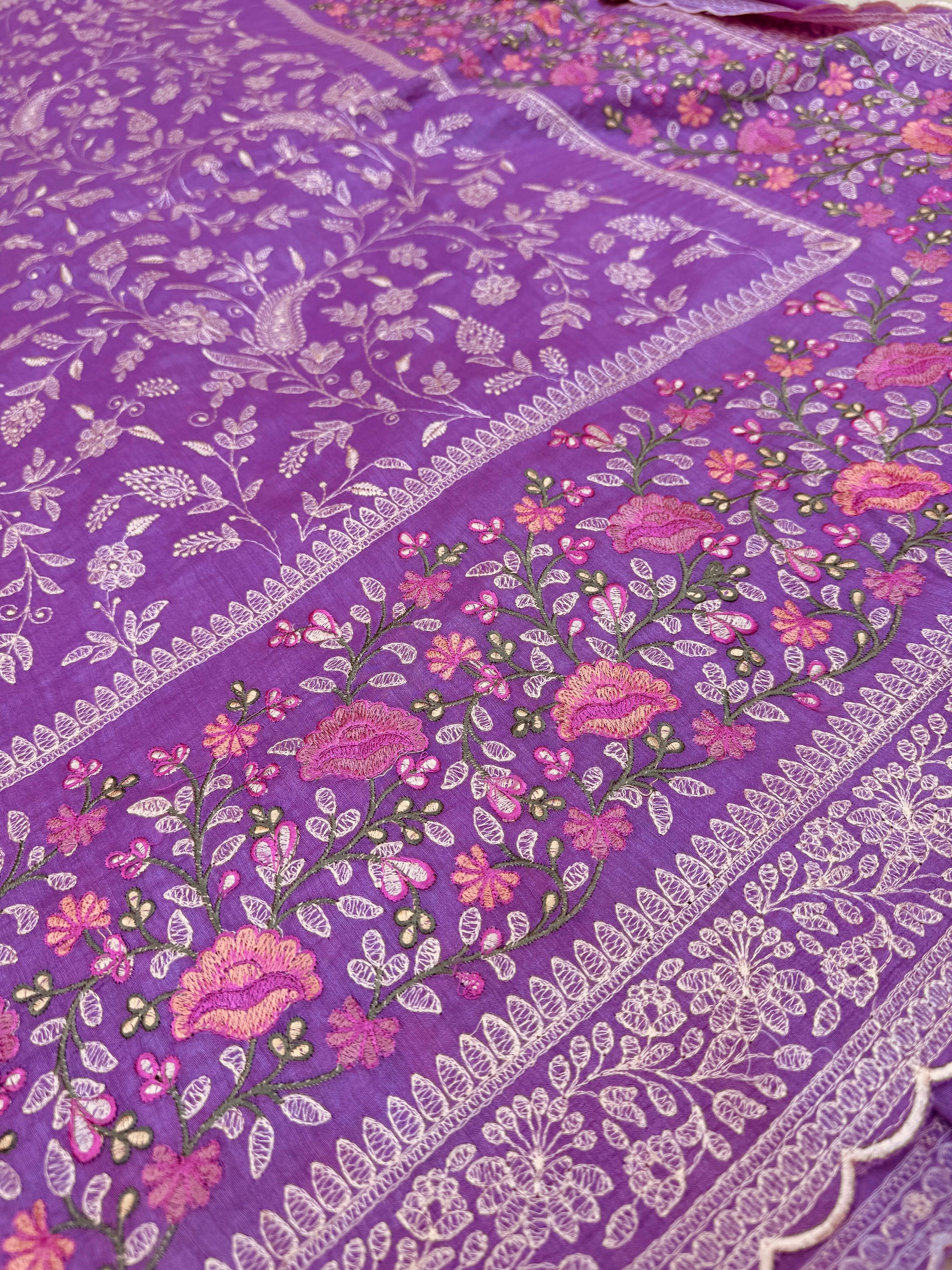 Pure Banarasi Tasar Silk Embroidery Saree