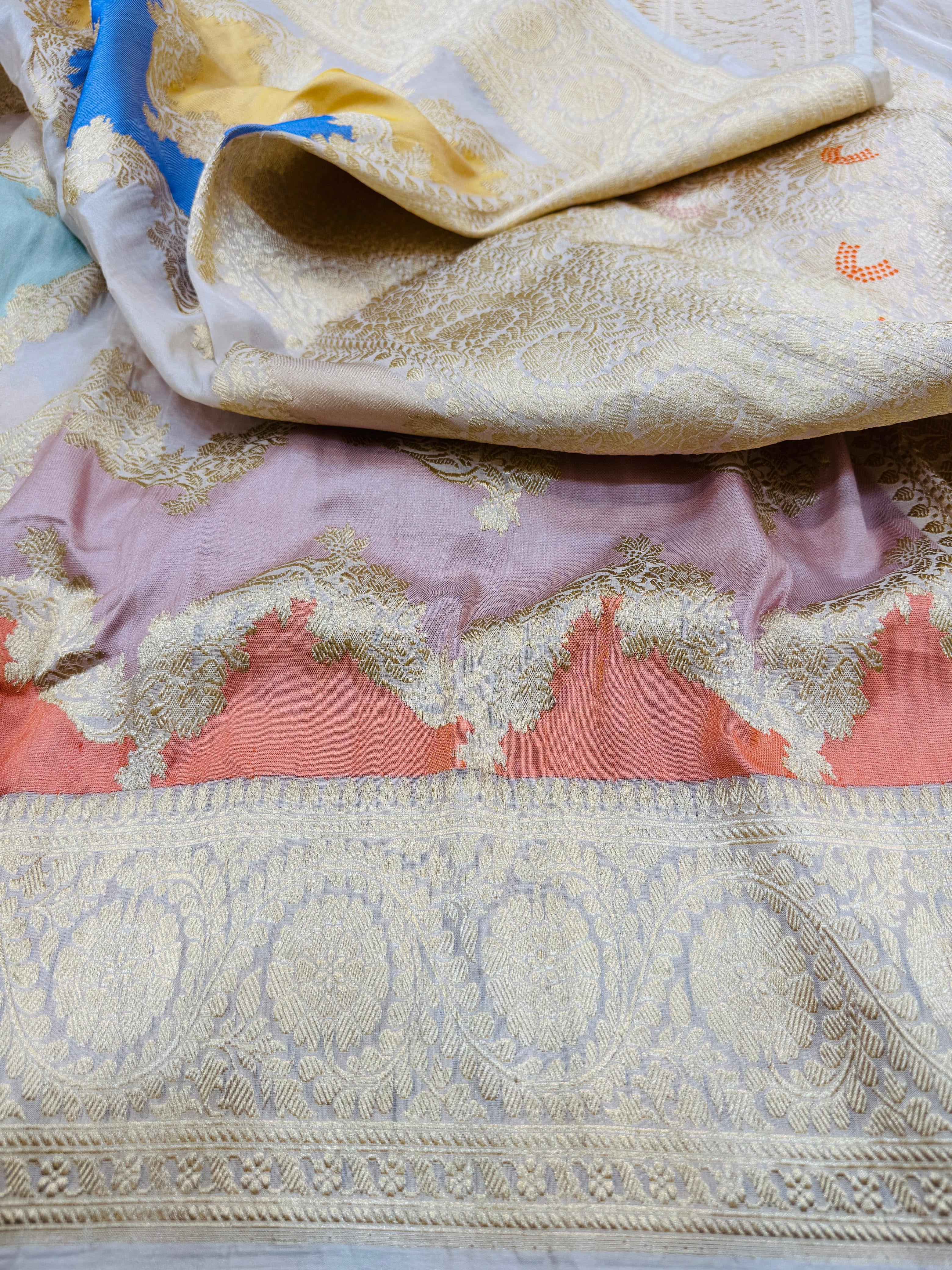 Katan Silk Zigzag Rangkaat Saree