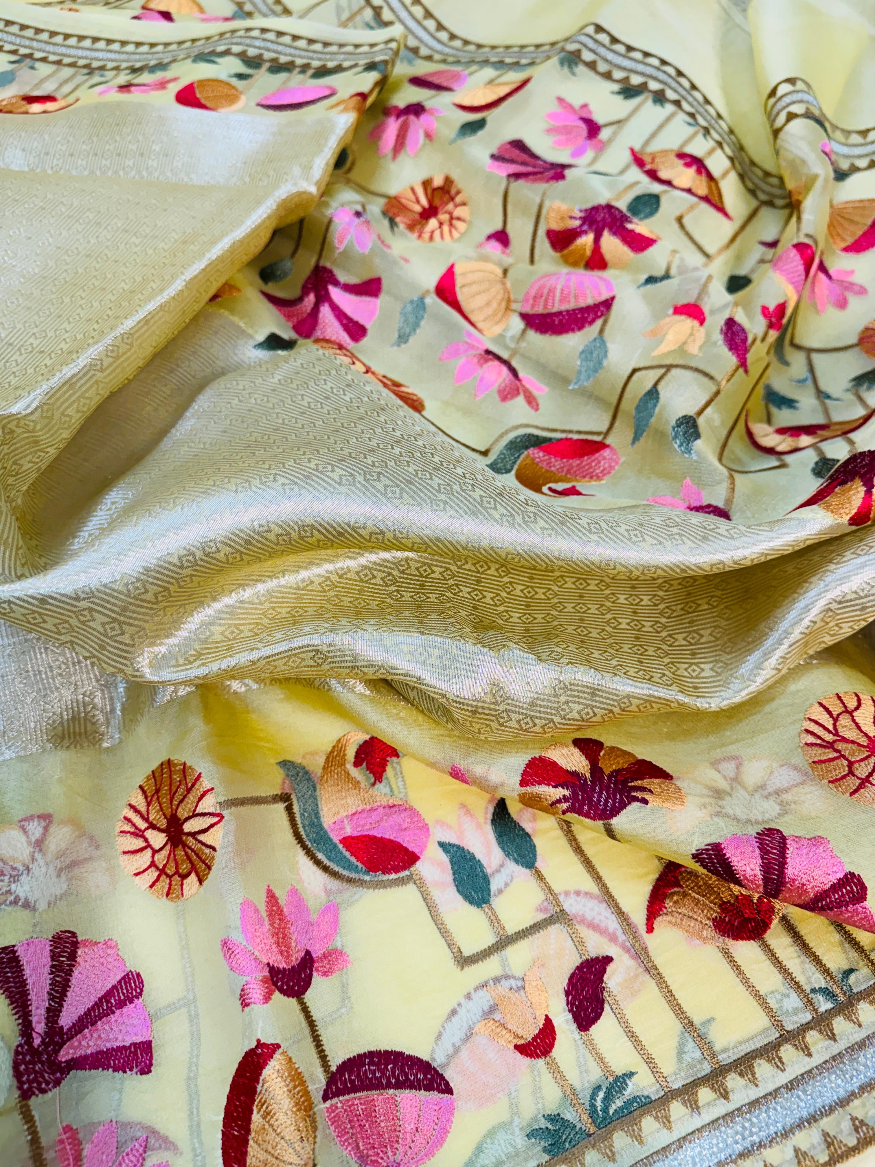 Tissue Brocade Embroidery Saree