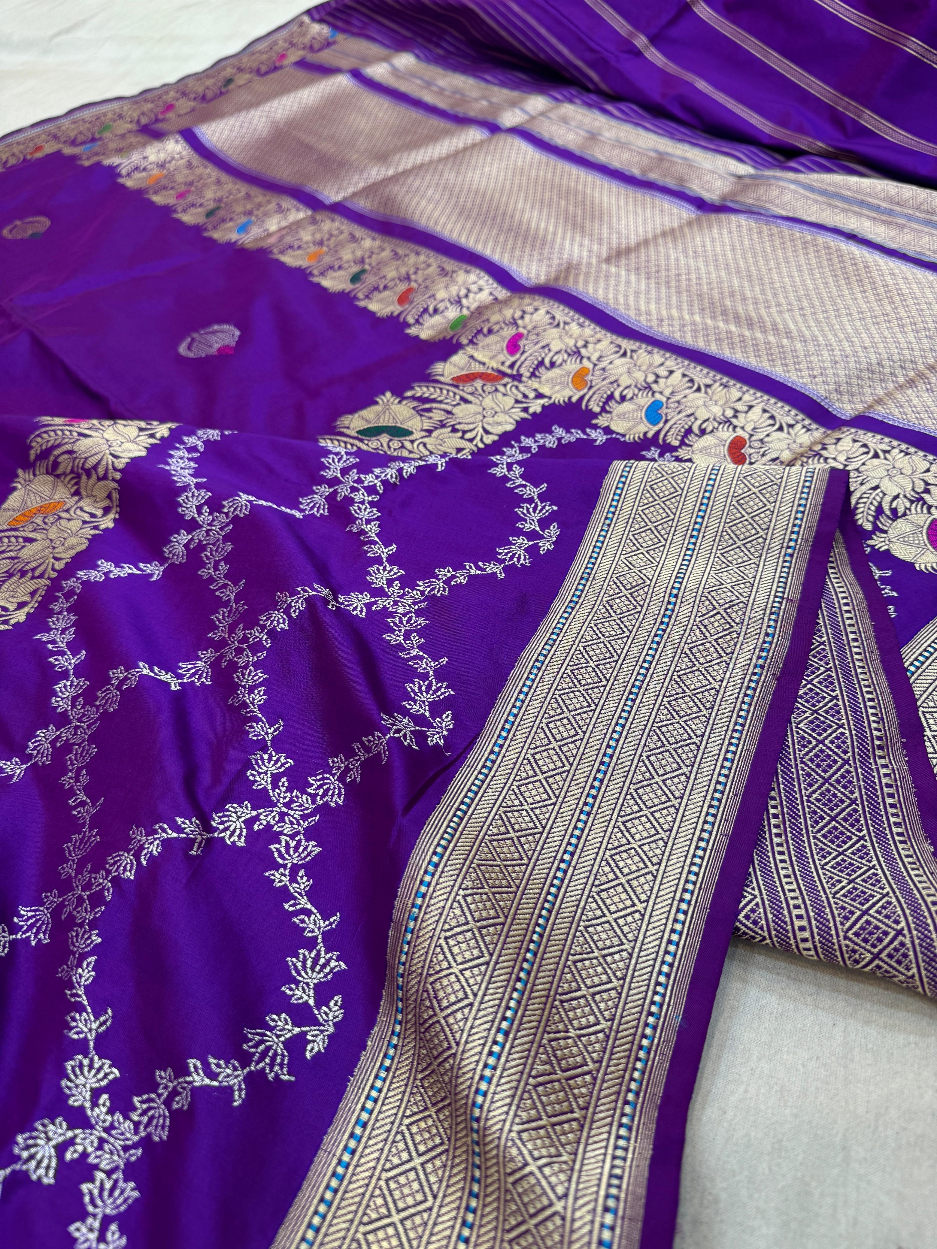 Purple Katan Silk Designer Skirt Sarees