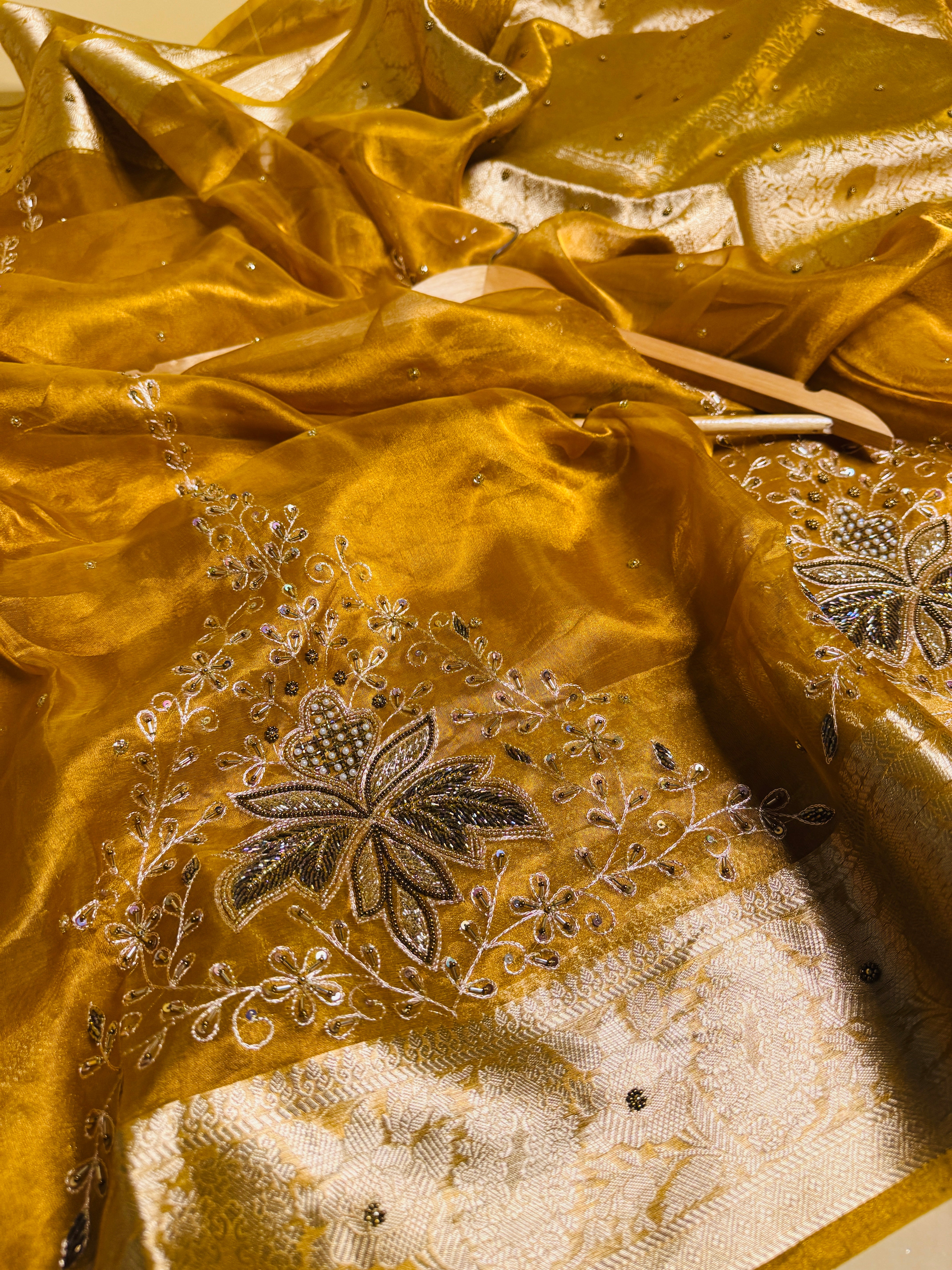 Pure Banarasi Tissue Silk Hand Embroidery Saree