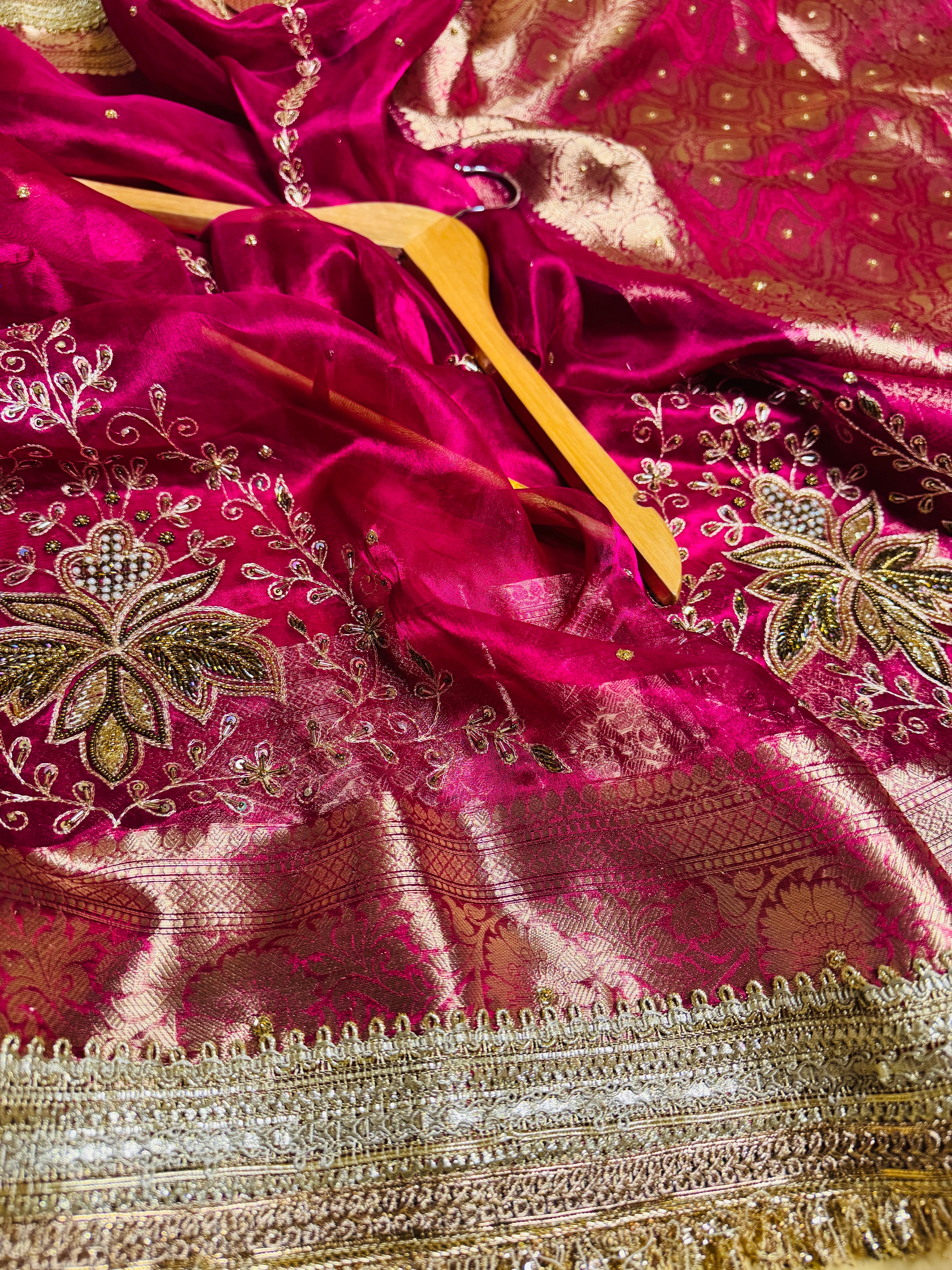 Pure Banarasi Tissue Silk Hand Embroidery Saree