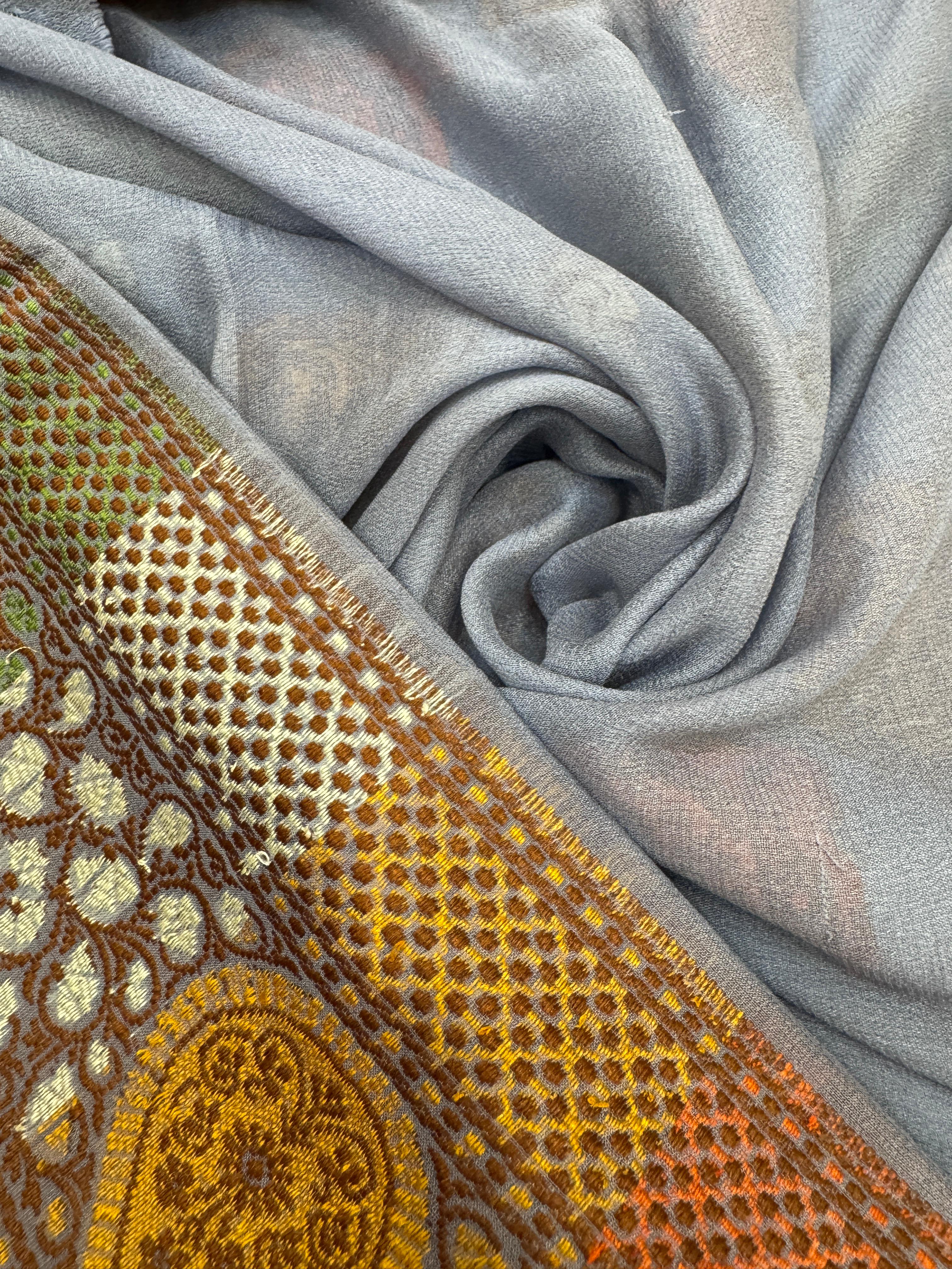 Pure Banarasi Chiffon Silk Paislay Design Saree