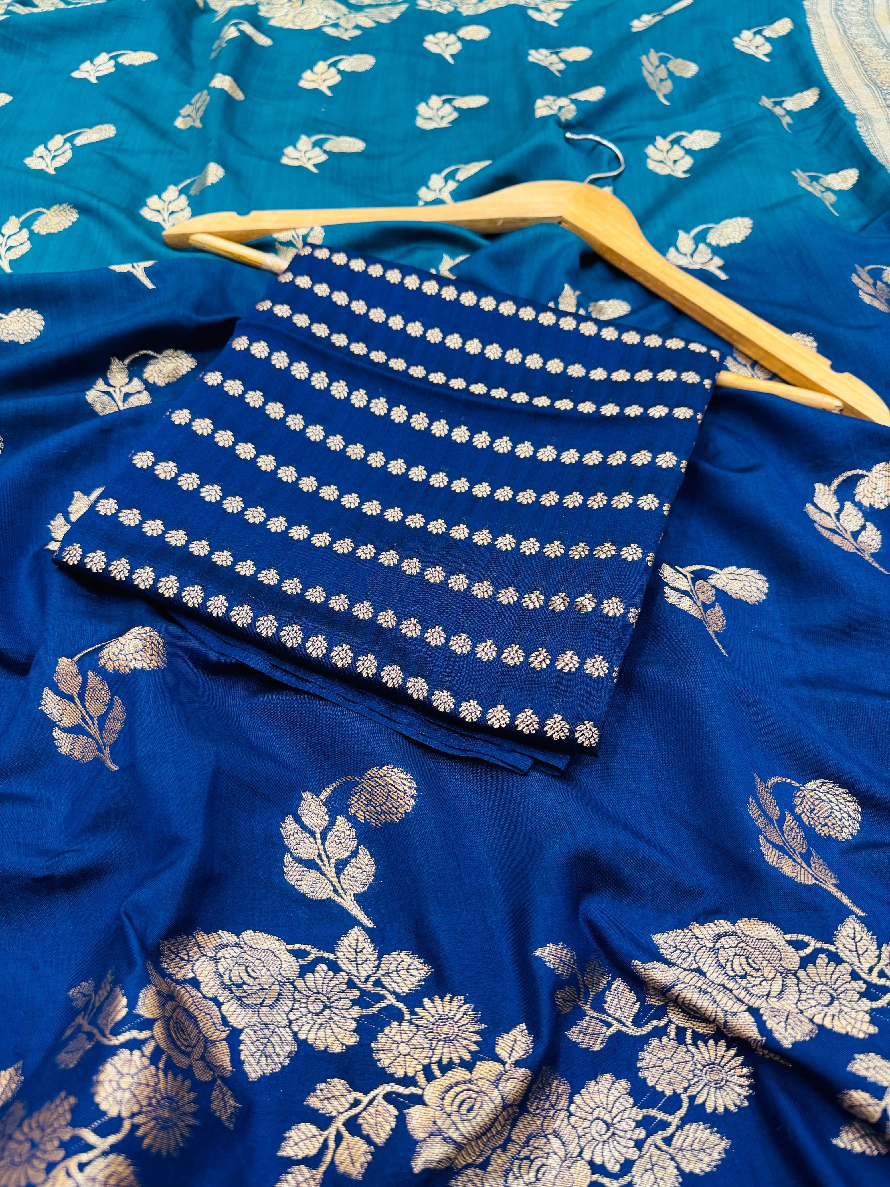 Pure Banarasi Chiniya Silk Half n Half buta saree