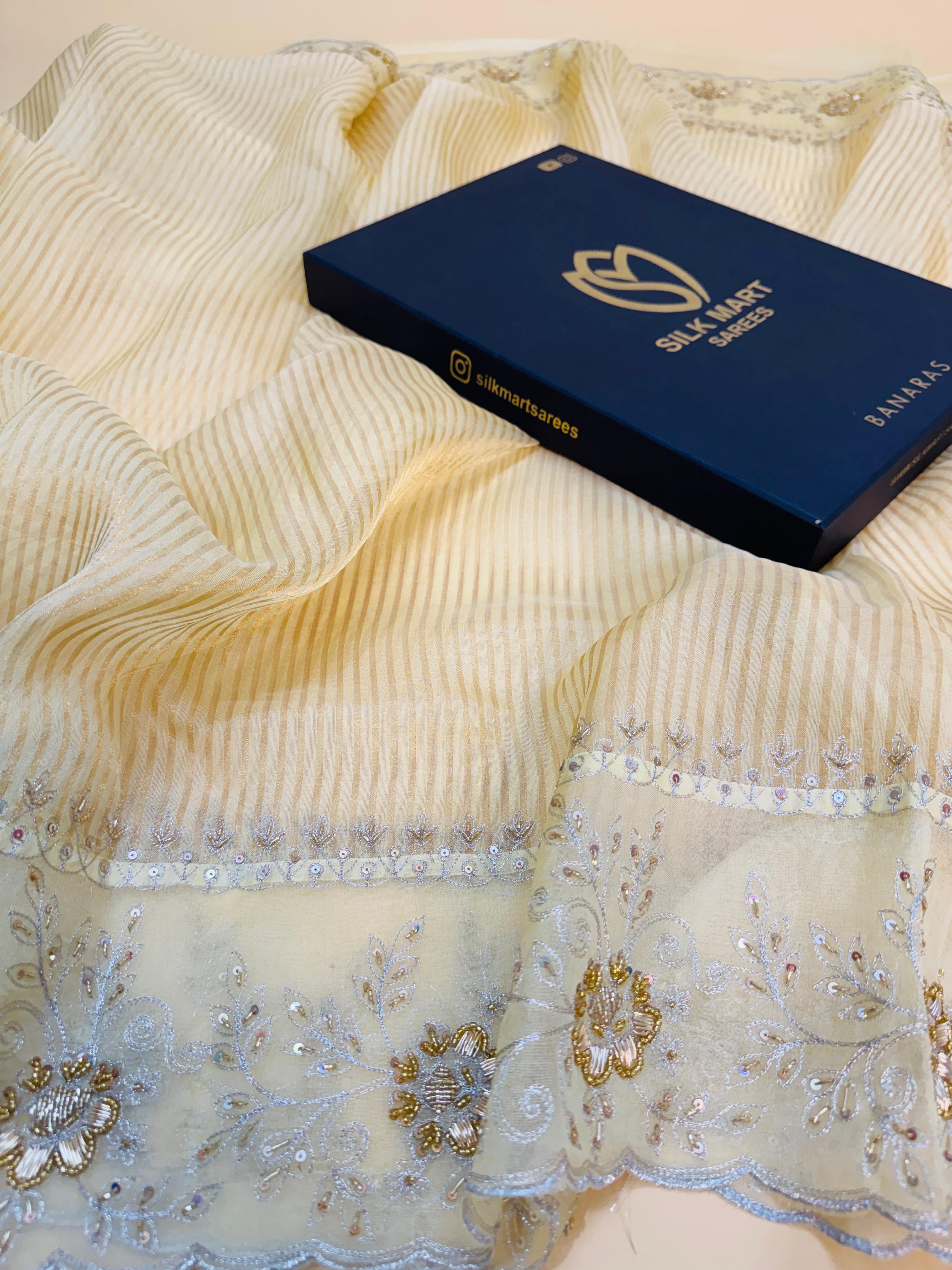Tissue Hand Embroidery Saree
