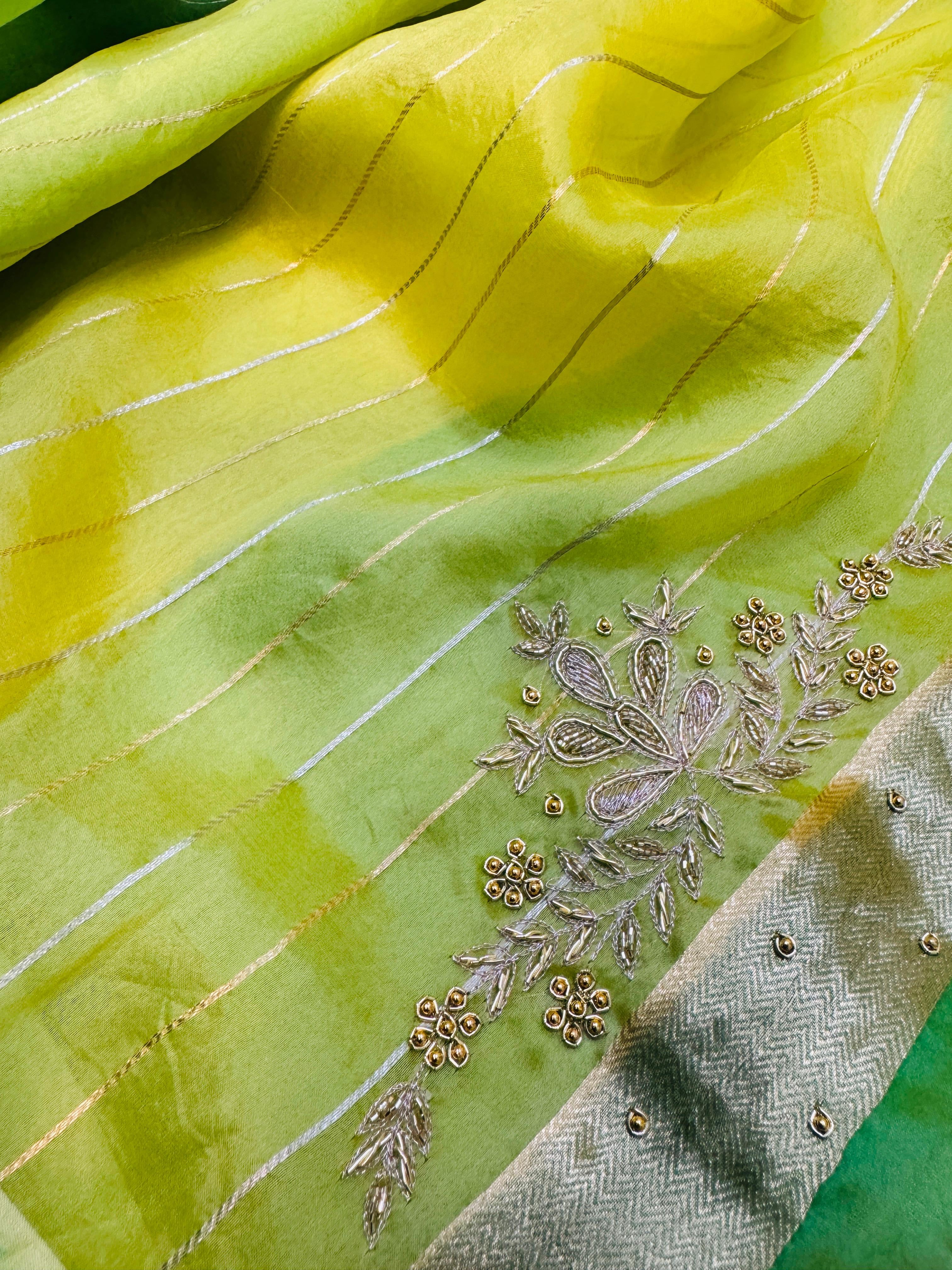 Kora Organza Hand Embroidery Saree