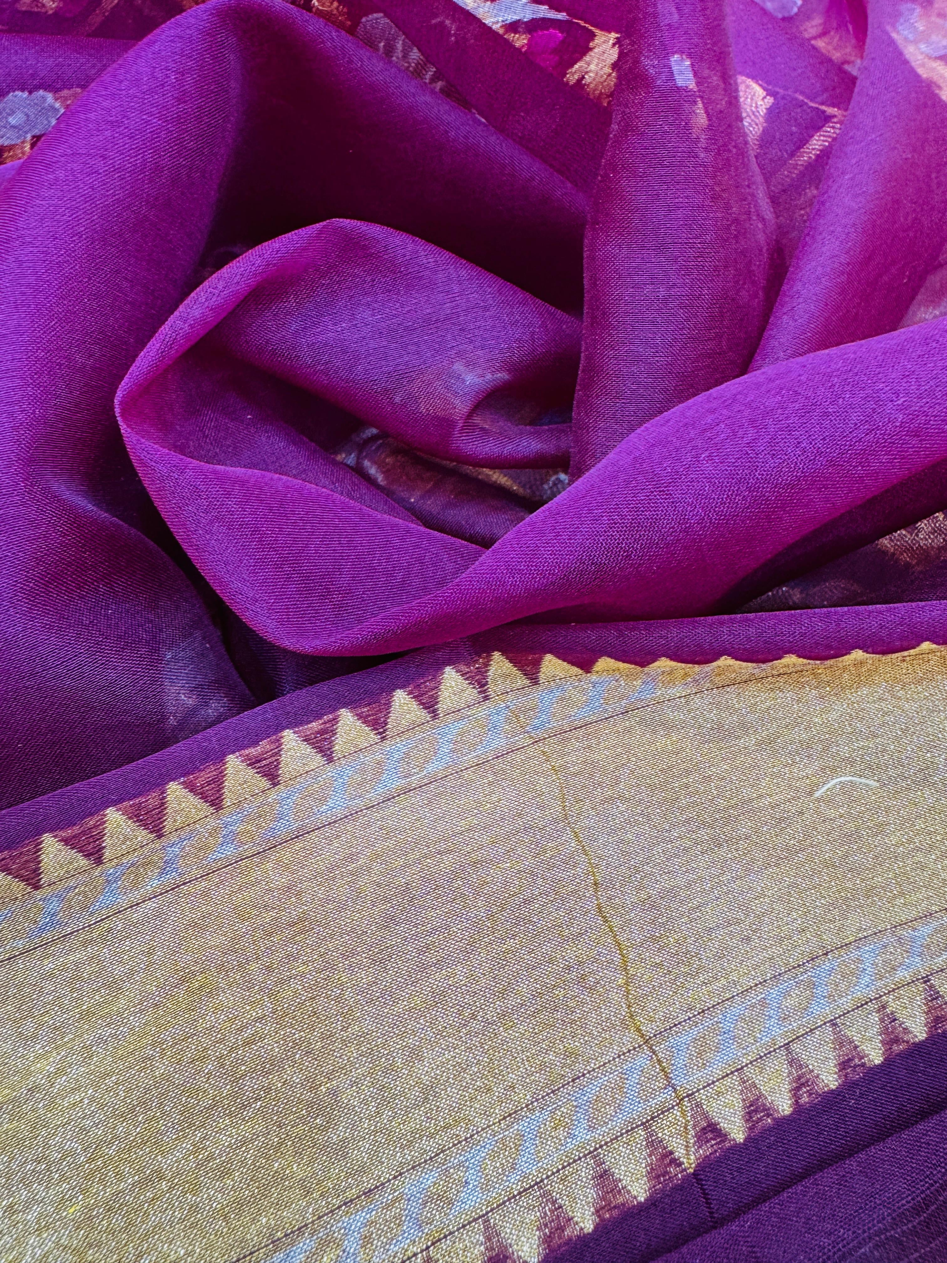 Kora Jamdani Multi Meena Saree