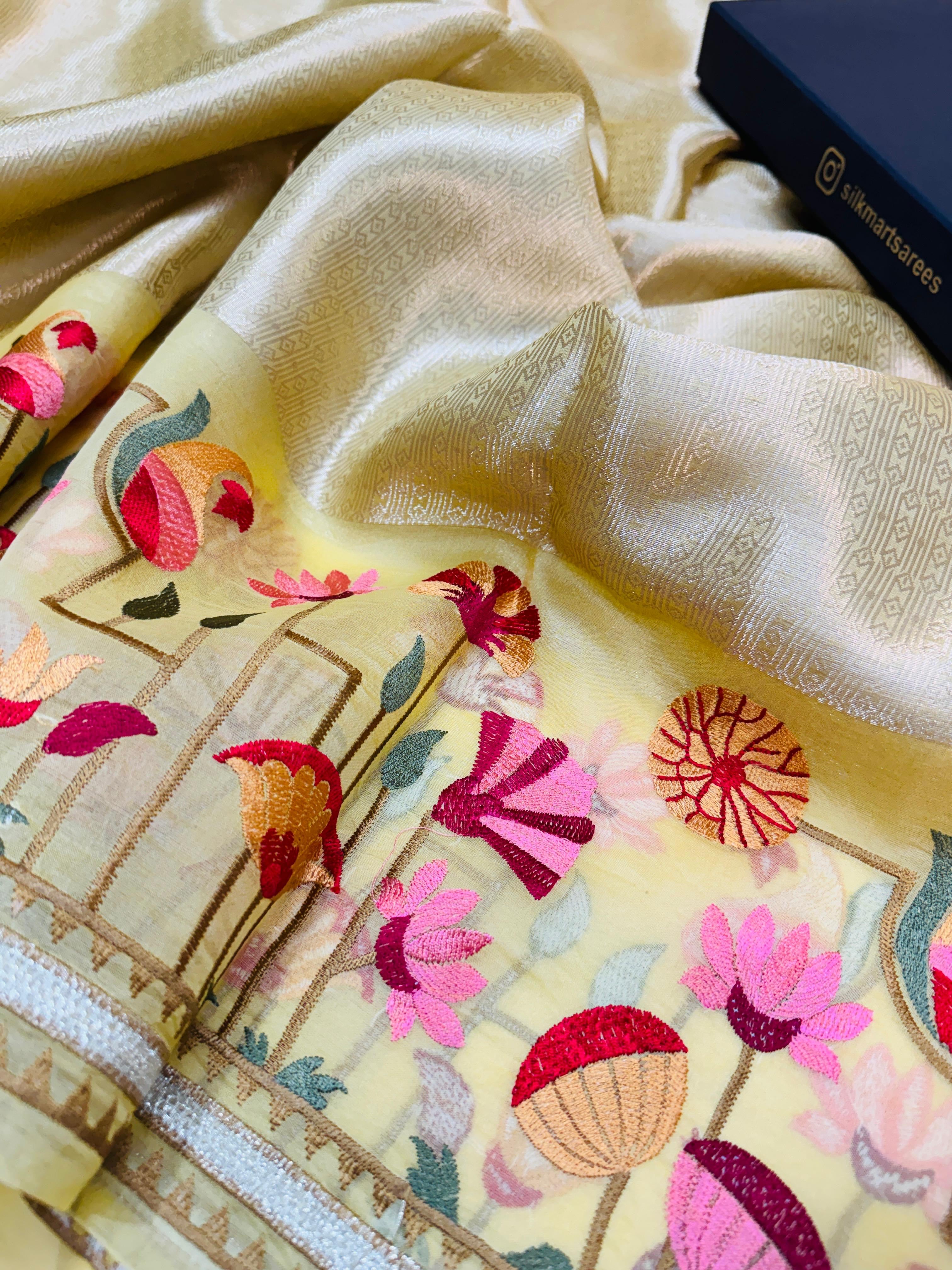 Tissue Brocade Embroidery Saree