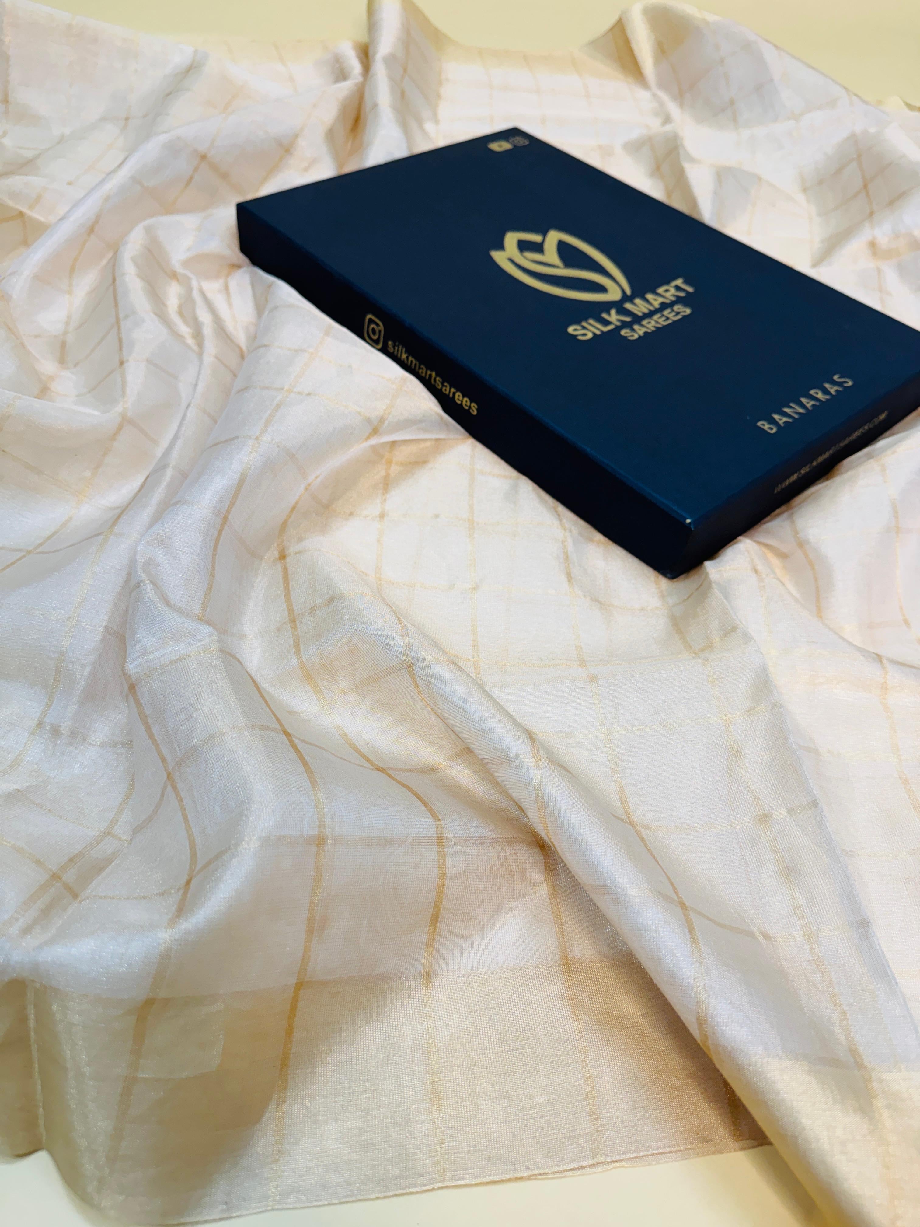 Tissue Check Embroidery Saree