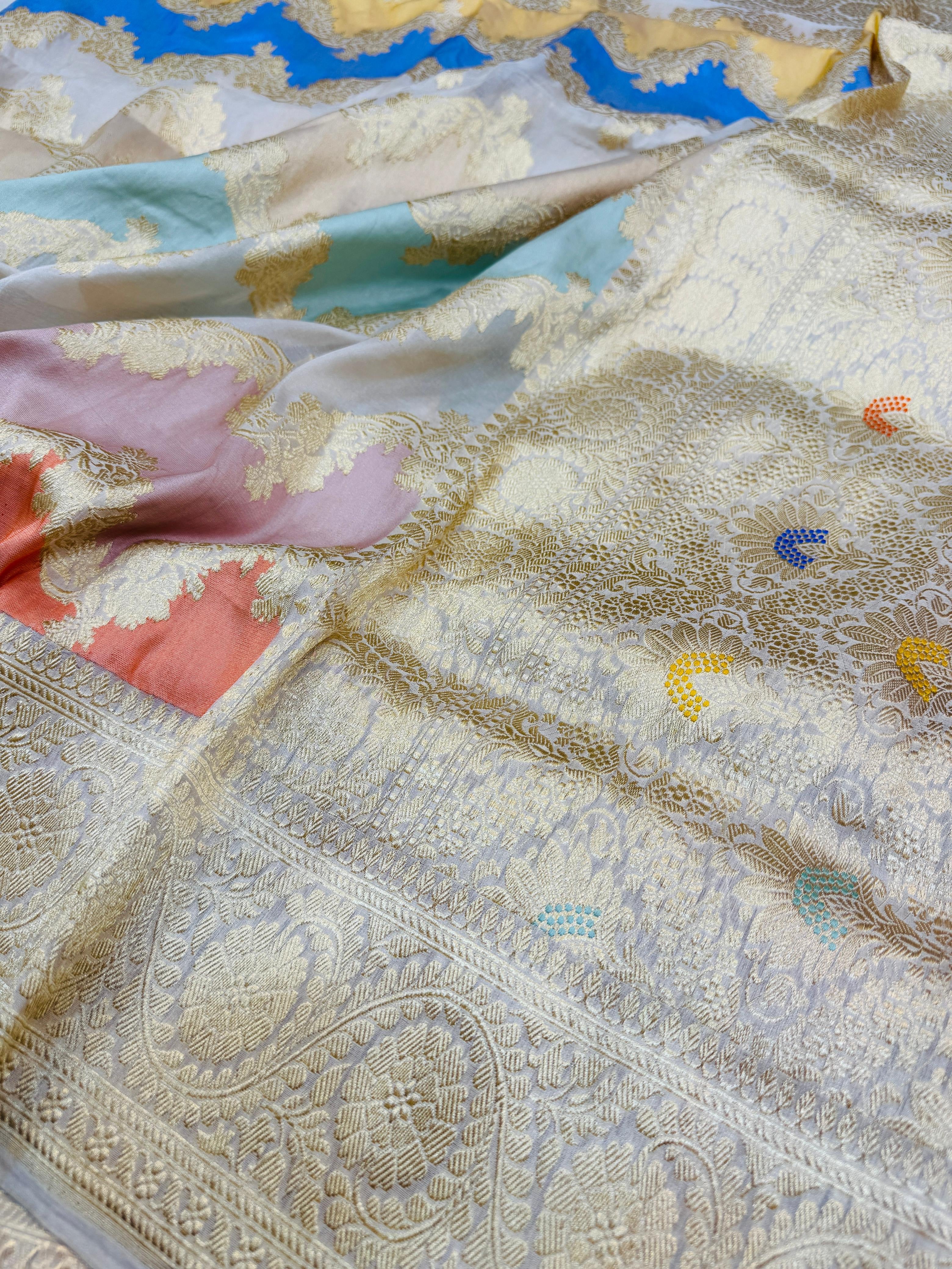 Katan Silk Zigzag Rangkaat Saree