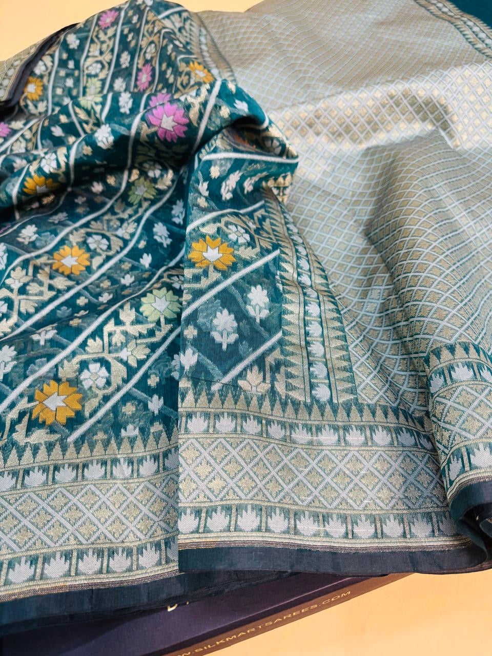 Art Silk Cotton Jamdani Saree