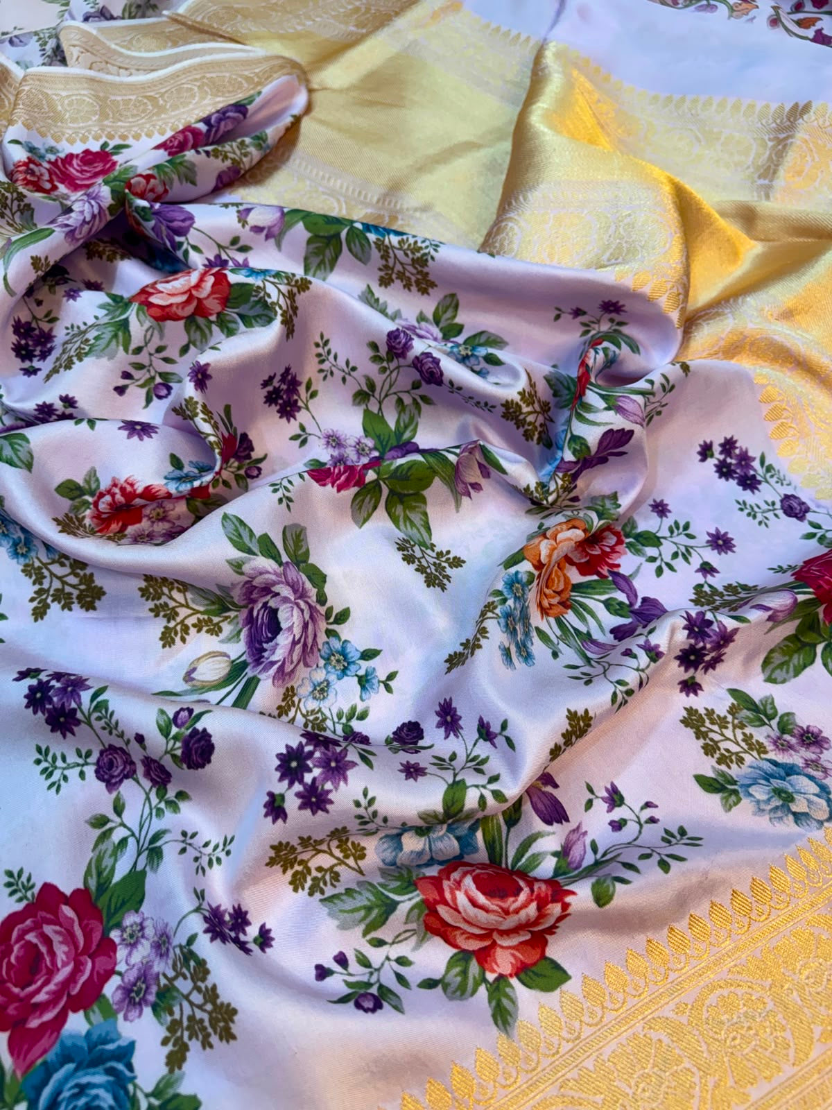 Ektara Mashru Silk Floral Print Saree