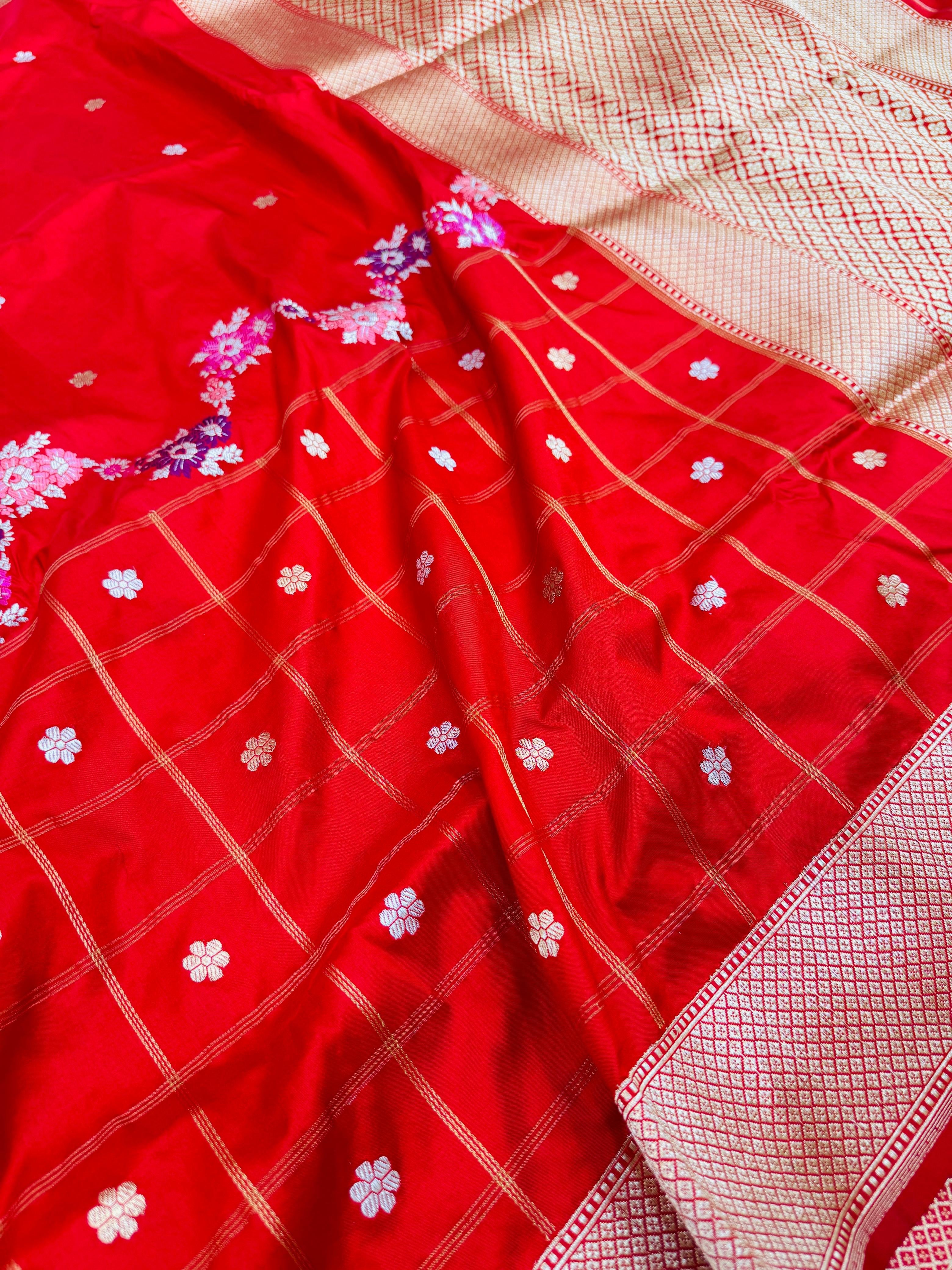 Katan Silk Skirt Check Saree